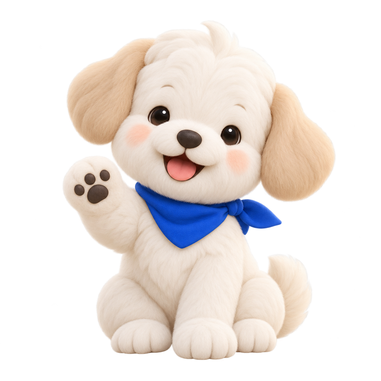 Bono the puppy waving hello with one paw